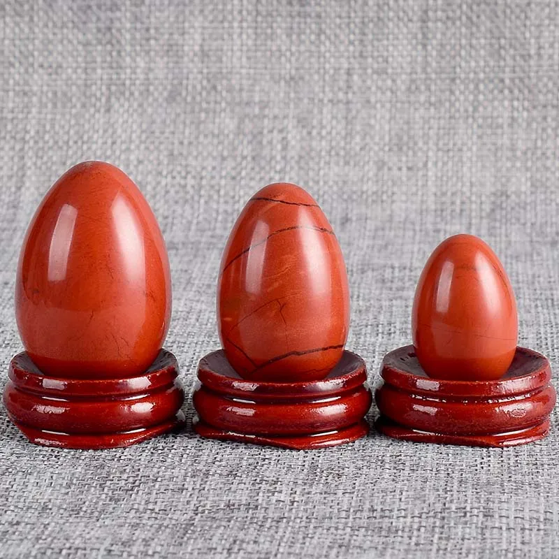 3pcs egg set Натуральный Красный яшма иони яйцо непросверленный с подставкой каменный Массажер для Кегеля мышечные упражнения Viginal массаж Бен Ва мяч нефритовые яйца - Цвет: 3pcs egg set