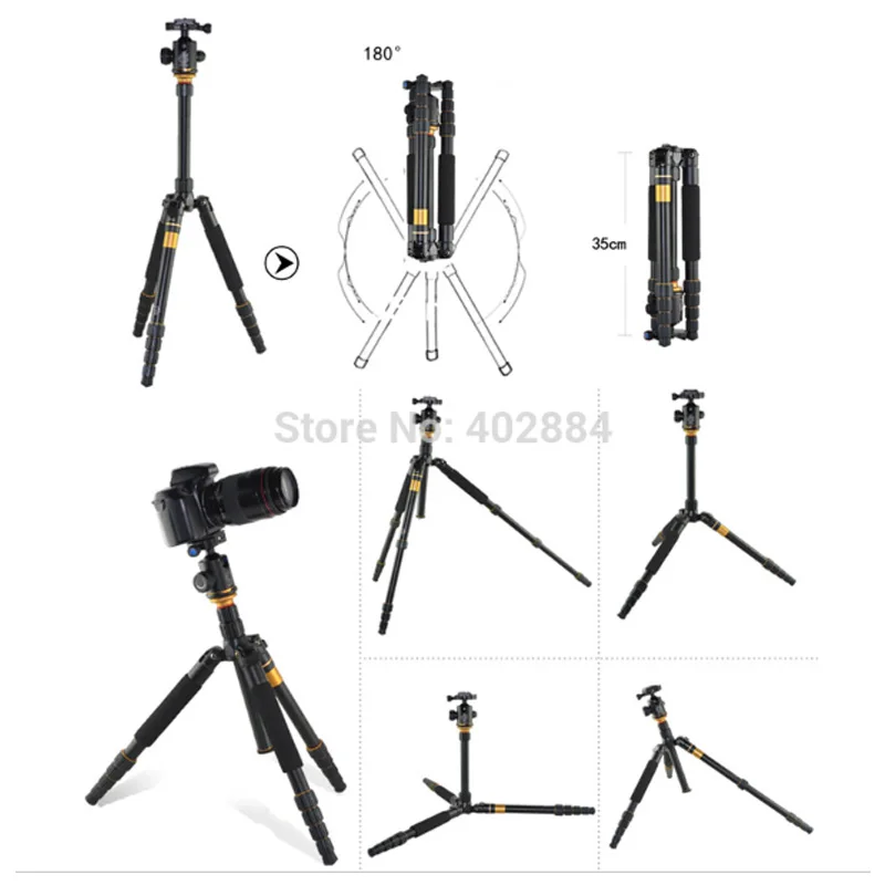 QZSD Q666 фотография Pro Портативный магниевый Алюминиевый Дорожный Штатив для