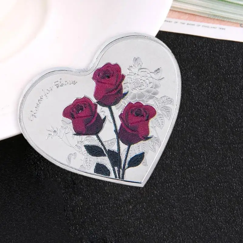 38 мм с изображением сердечка и розы памятная монета I Love You День святого Валентина