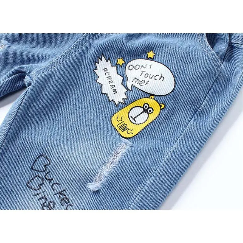 Брюки для мальчиков детские джинсы весна-осень хлопковые джинсовые брюки