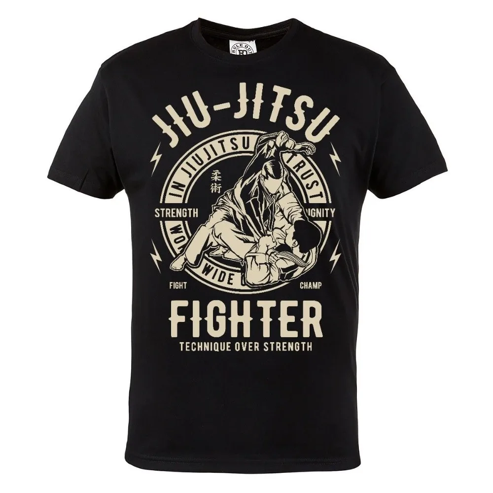 Мужская Черная хлопковая Футболка Mma Bjj летняя футболка с коротким рукавом из