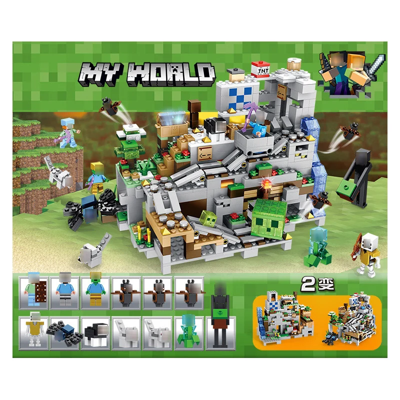 1000 шт. совместимые Legoings My world механизм пещера 2 в 1 набор мини фигурки дракона