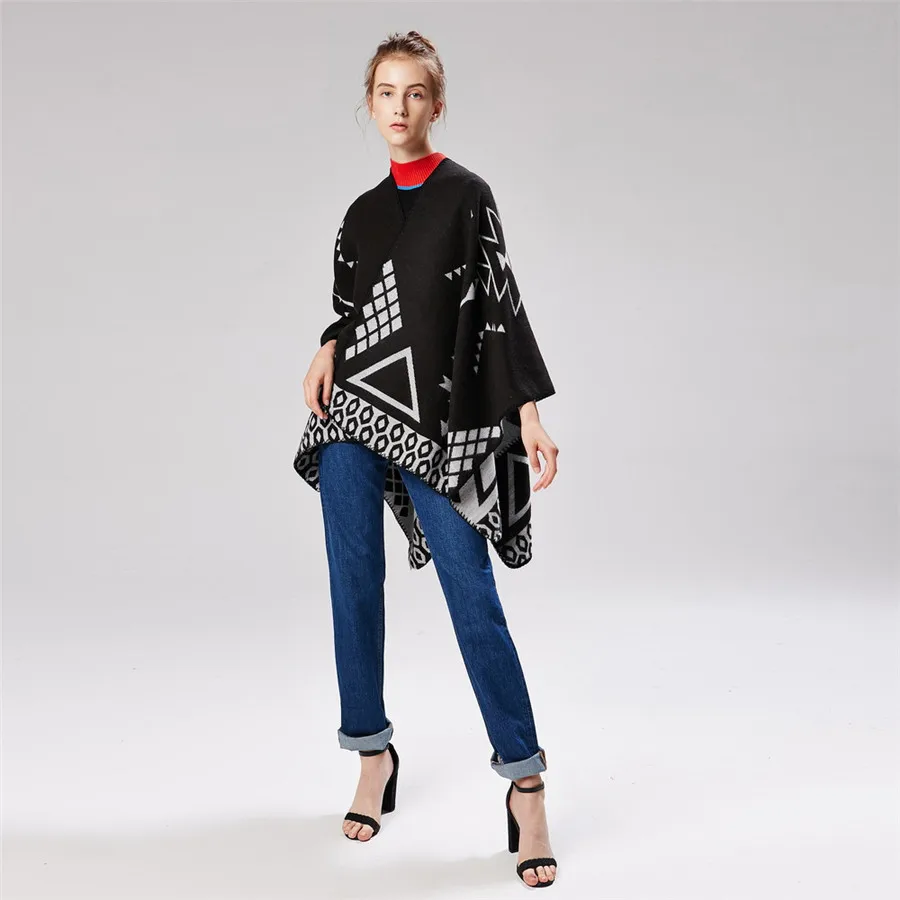 Клетчатые шарфы женские мягкие пончо кардиганы рождественский подарок