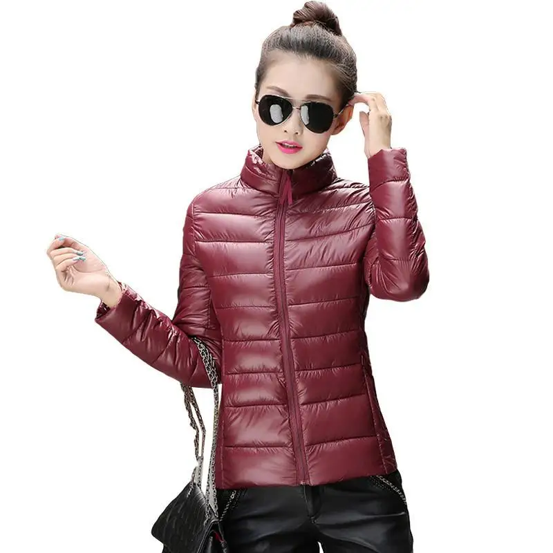 

Winter Autumn Jacket Women Stand Collar long-sleeve Short Paragraph Thin And Light Jacket Female Coat Big Yards Women
