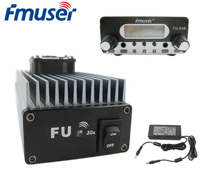 FMUSER FU-30A 30 Вт Профессиональный FM Усилитель мощности набор для 85-110 МГц PLL fm-передатчик+ FU-05B 0,5 Вт FM возбудитель+ источник питания