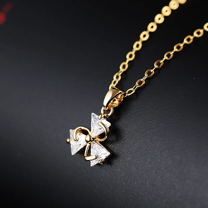 Ожерелье с кулоном в виде листа клевера фианитом 2020|Колье| |