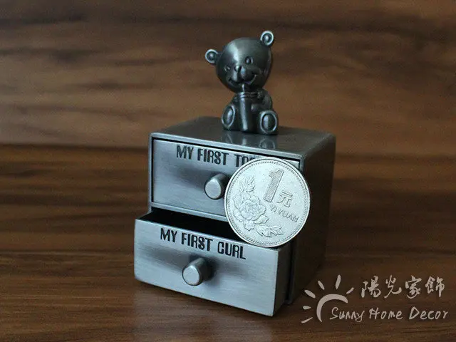 NEW Newborn Baby Keepsake Family Gift First Tooth and Curl Boxes Double Layers Drawer Design Metal Art Craft Trinket Box | Украшения и