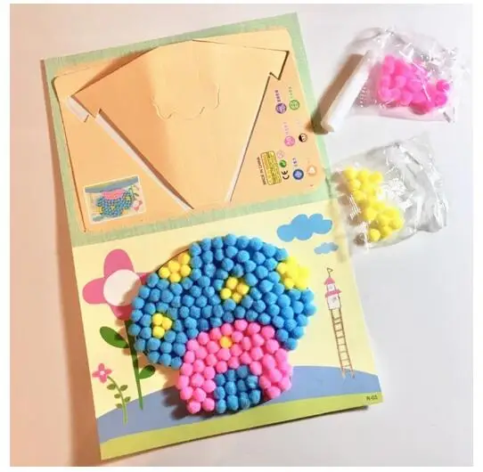 DIY красочные картины наклейки игрушки плюшевый шар живопись/Кнопка живопись/бумажный шар живопись обучение Рисование Игрушка детский подарок ZXH