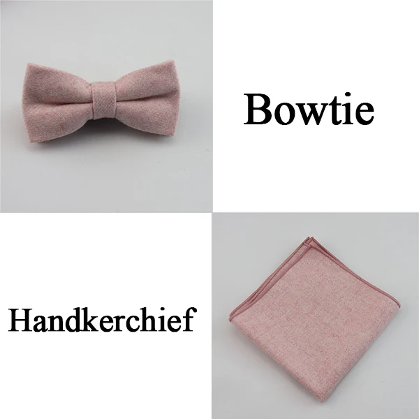 Bowtie Handkerchief Шерсть розовый галстук набор мужские Галстуки бабочка Карманный платок костюм набор для мужчин свадебное платье аксессуары Gravata - Цвет: Bowtie Handkerchief
