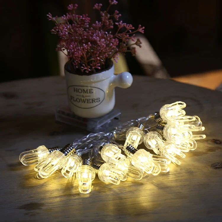 Decorative Lights Kids U Type Transparent Bulb Christmas Garland Battery 20 Leds Night Guirlande String Chain Flasher | Лампы и