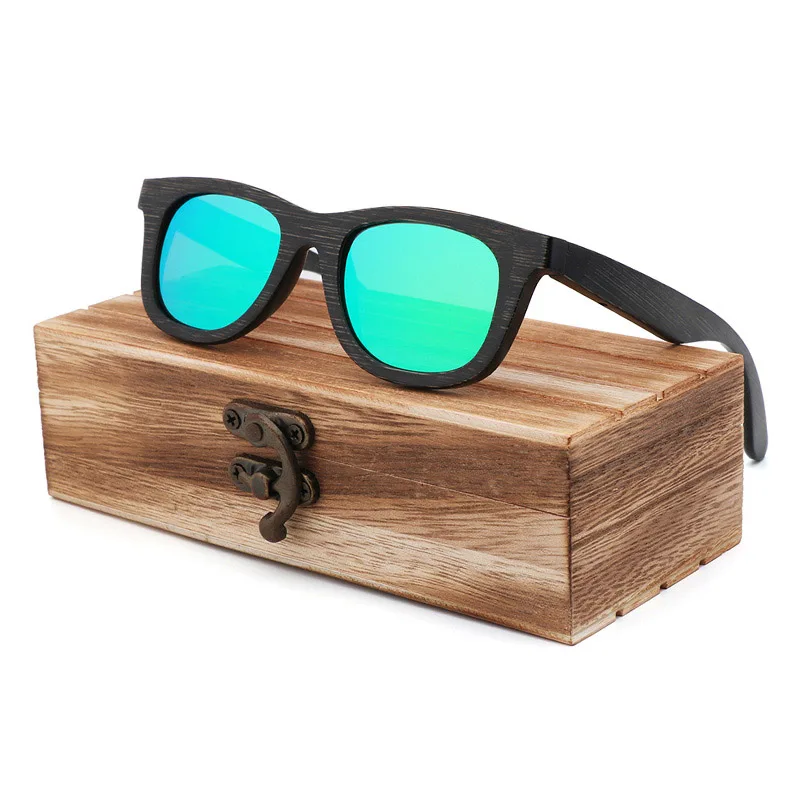 Green Wood Box Новинка; в стиле ретро; в тренде поляризованные детские солнцезащитные очки бамбуковые деревянные солнцезащитные очки анти-солнцезащитные очки линзы TAC UV400 солнцезащитные очки - Цвет линз: Green Wood Box
