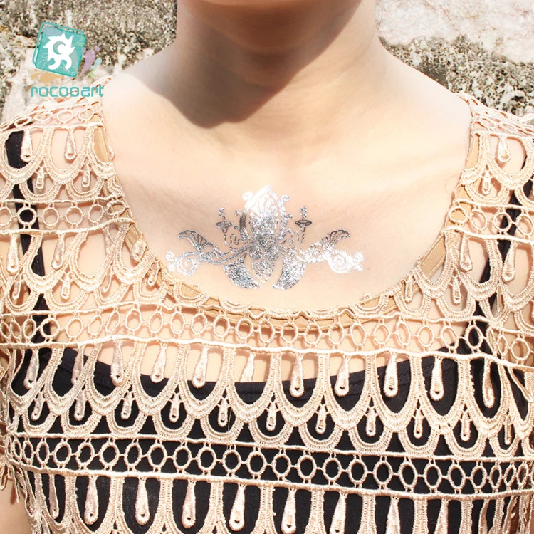 

VT460-464 21X15cm Gold Golden Bronzing Tattoo Stickers Colorful Wings Flamingos Flash Tattoos Glitter Temporary Tattoo Taty