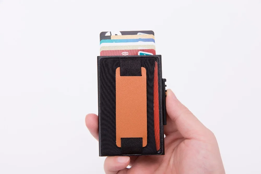 Бизнес Алюминиевый футляр для карт мужской модный RFID кошелек всплывающий парча продукт держатель карт высокое качество путешествия бандаж RFID чехол