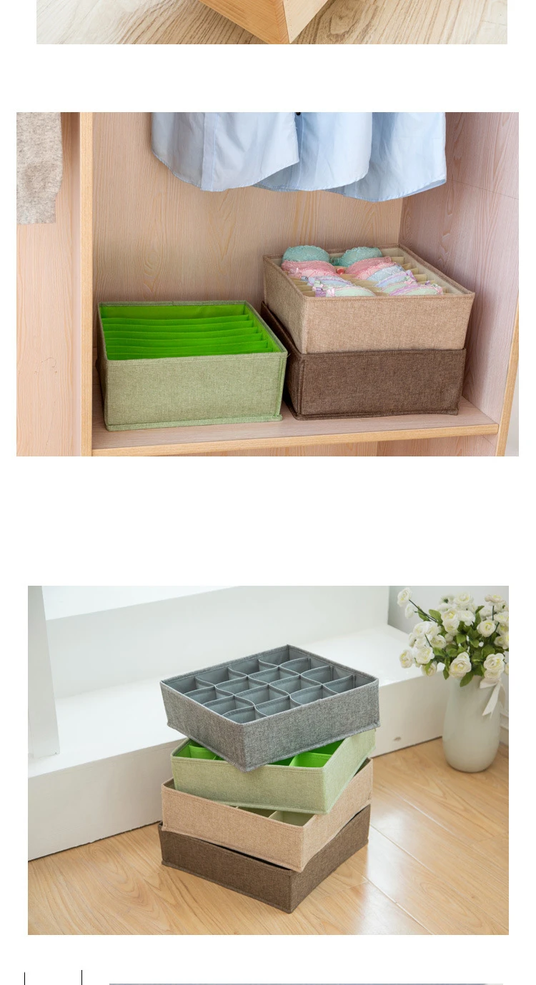 Newly Breathable Cotton Linen Drawer Organizer Quality 8 16 Cells Underwear Organizer 1pcs Home Sundries Socks Bras Storage Box