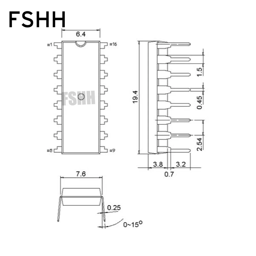 300-100-16 IC /IC   DIP16 /DIP-16    = 2, 54   = 7, 62 /300mil