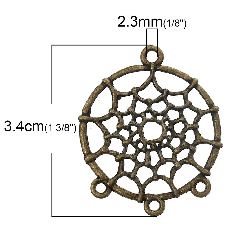 Zinc metal alloy Connectors Findings Round Antique Bronze 3.4cm(1 3/8&quot) x 28mm(1 1/8&quot) 4 PCs new | Украшения и аксессуары
