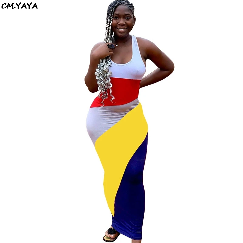 Новинка 2019 женское цветное лоскутное платье без рукавов тонкая майка