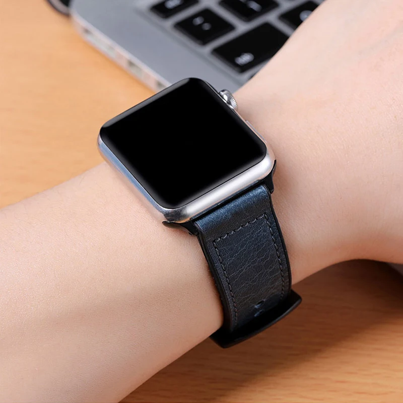 Ремешок силиконовый из натуральной кожи для apple watch band 42 мм 38 44 40 браслет iwatch correa