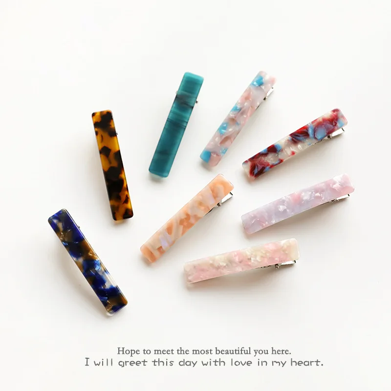 One Word Clip Duckbill Tortoiseshell Acrylic Leopard Hair Pins Wedding Accessories Head Jewelry Simple Acetate Hairpin | Украшения и