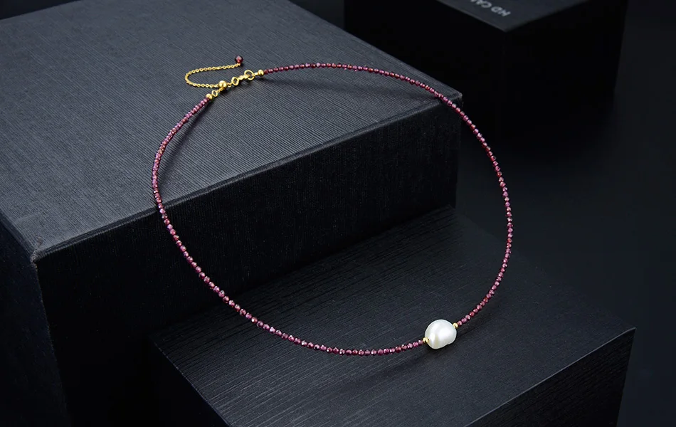 ORSA JEWELS необычный пресноводный жемчуг кулон гранат чокер для женщин подлинное серебро 925 пробы стильные ювелирные украшения SN157-R