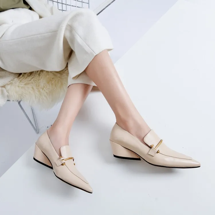 MLJUESE 2019 женская обувь из коровьей кожи коричневого цвета с металлическим острым