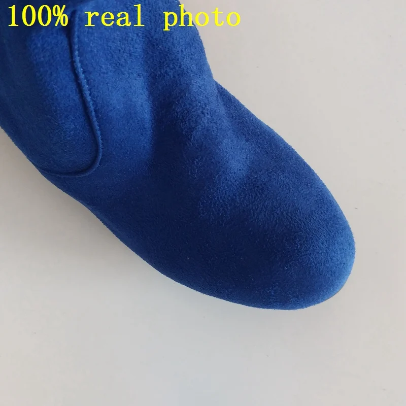 REAVE CAT/Новые сапоги осень-зима, женские сапоги Острый носок, квадратный каблук, однотонный цвет, черный, красный, коричневый, синий, модные сапоги до колен QL418