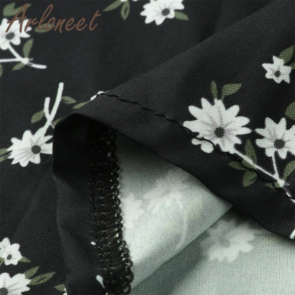 ARLONEET элегантное женское пляжное платье с V образным вырезом и цветочным принтом