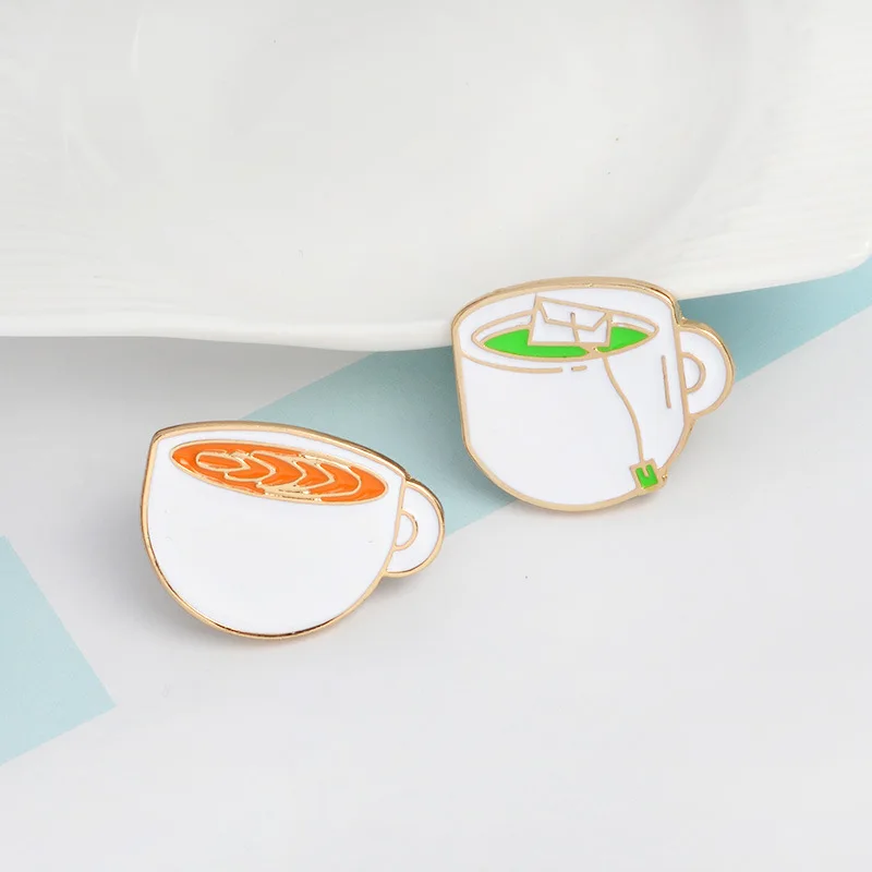 DoreenBeads эмалированная брошь-кнопка кофейная чашка чайная чашка мультяшная одежда ошейник значки для мужчин и женщин Винтажная Брошь 1 шт