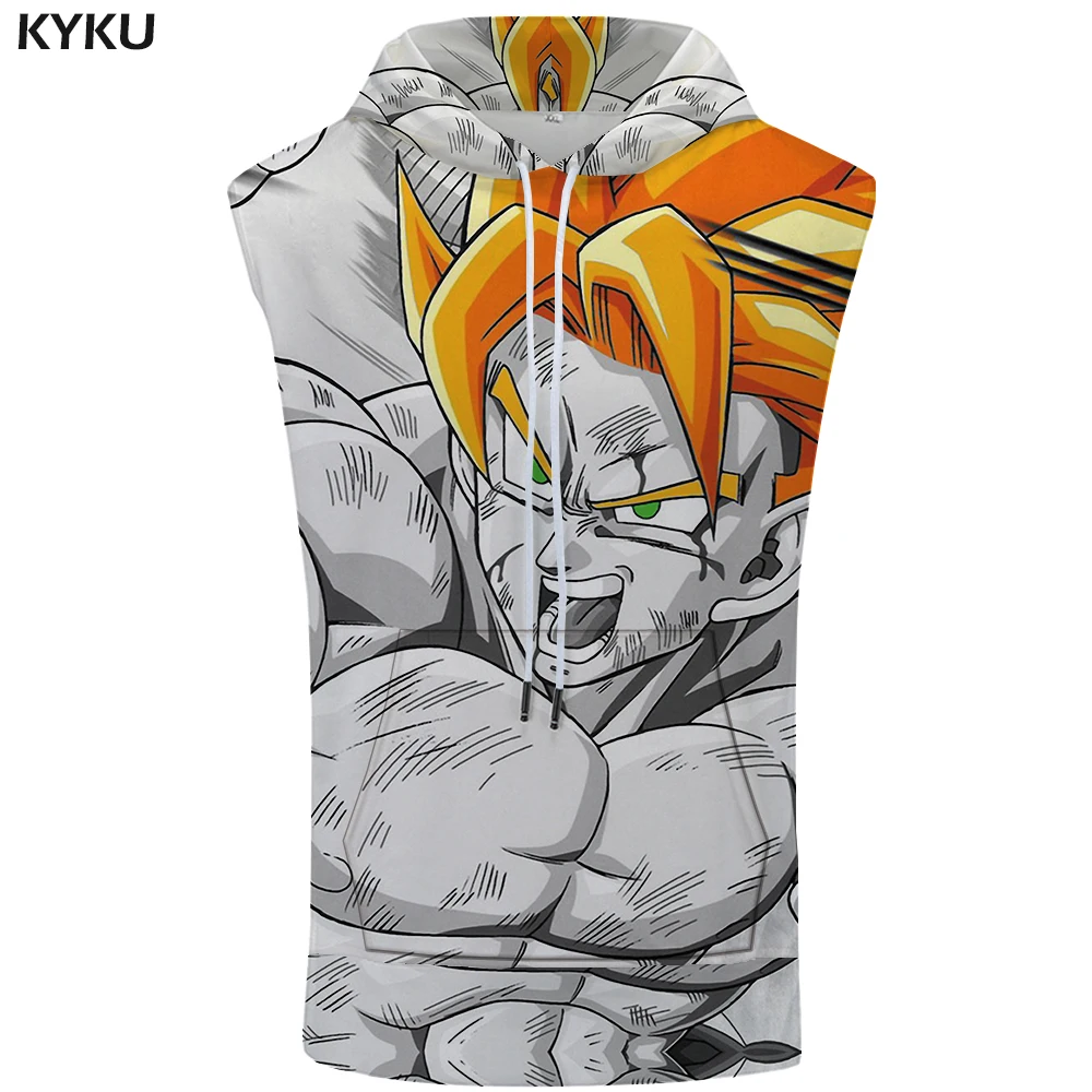 KYKU бренд Dragon Ball худи без рукавов Гоку жилет Дракон пальто Аниме Толстовка 3D