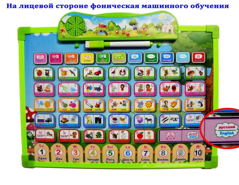 2 в 1 русская обучающая машина планшет и доска для рисования картины электронный фонетический детский Алфавит музыкальная игрушка лучший подарок - Цвет: Russian and English