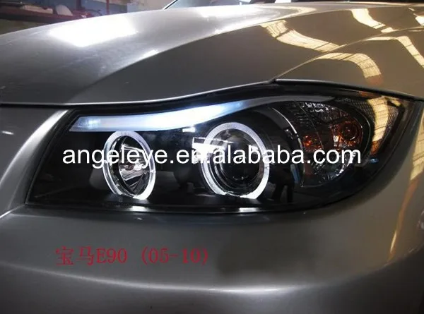 Передняя фара для BMW E90 318i 320i 2005 2008 светодиодные глаза ангела с объективом