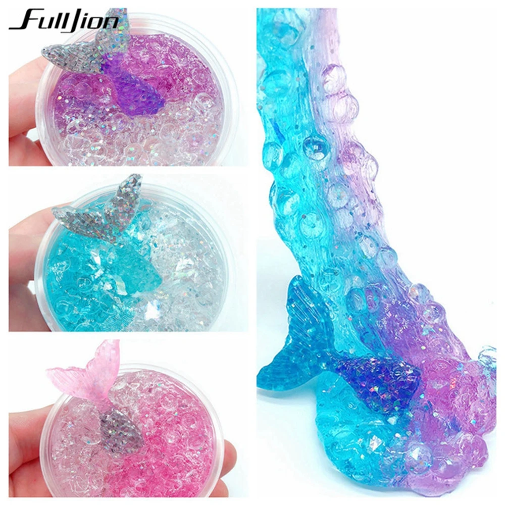 Fulljion Slime игрушки Cristal Русалка слизи пушистый Лизун Лепка глина Пластилин