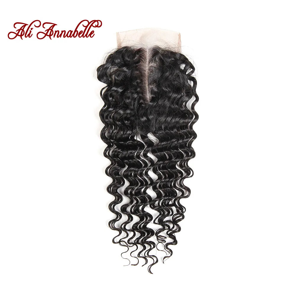 Али ANNABELLE волос глубокая волна Связки с синтетическое закрытие человеческие