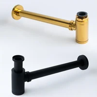 luxury new design luxury matt black high quality brass body basin bottle plumbing p trap wash pipe waste bathroom sink trap