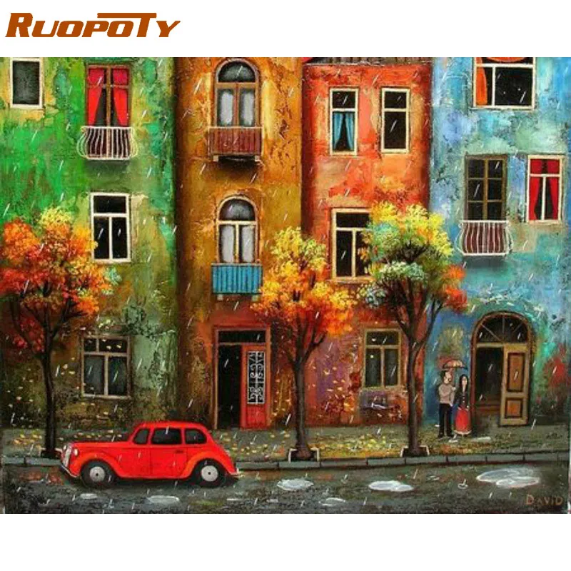1577 RUOPOTY Рамка Человек и дракон Сделай Сам краска по номерам Современная Настенная художественная картина акриловая краска по номерам для домашнего декора искусство подарок - Цвет: 1577
