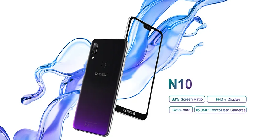 DOOGEE N10 мобильный телефон Octa Core, 3 Гб оперативной памяти, Оперативная память 32GB Встроенная память 5,84 дюймов FHD+ 19:9 Дисплей 16.0MP Фронтальная камера 3360 мАч Android 8,1 4glte