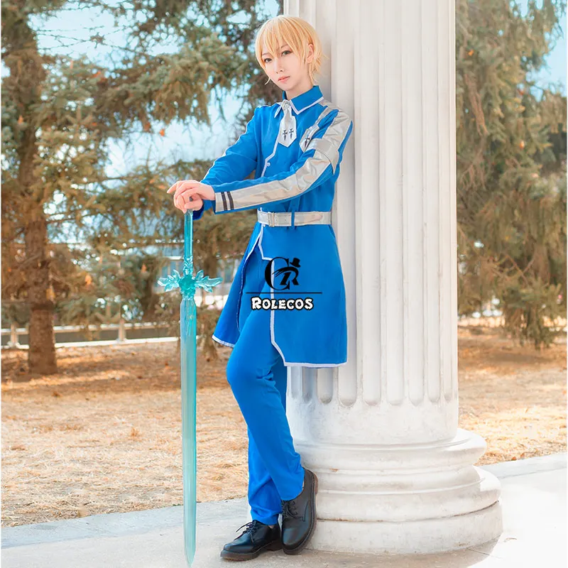 ROLECOS японский аниме меч искусство онлайн Eugeo Косплей Костюм SAO Alicization косплей костюм мужской косплей синий Униформа полный комплект