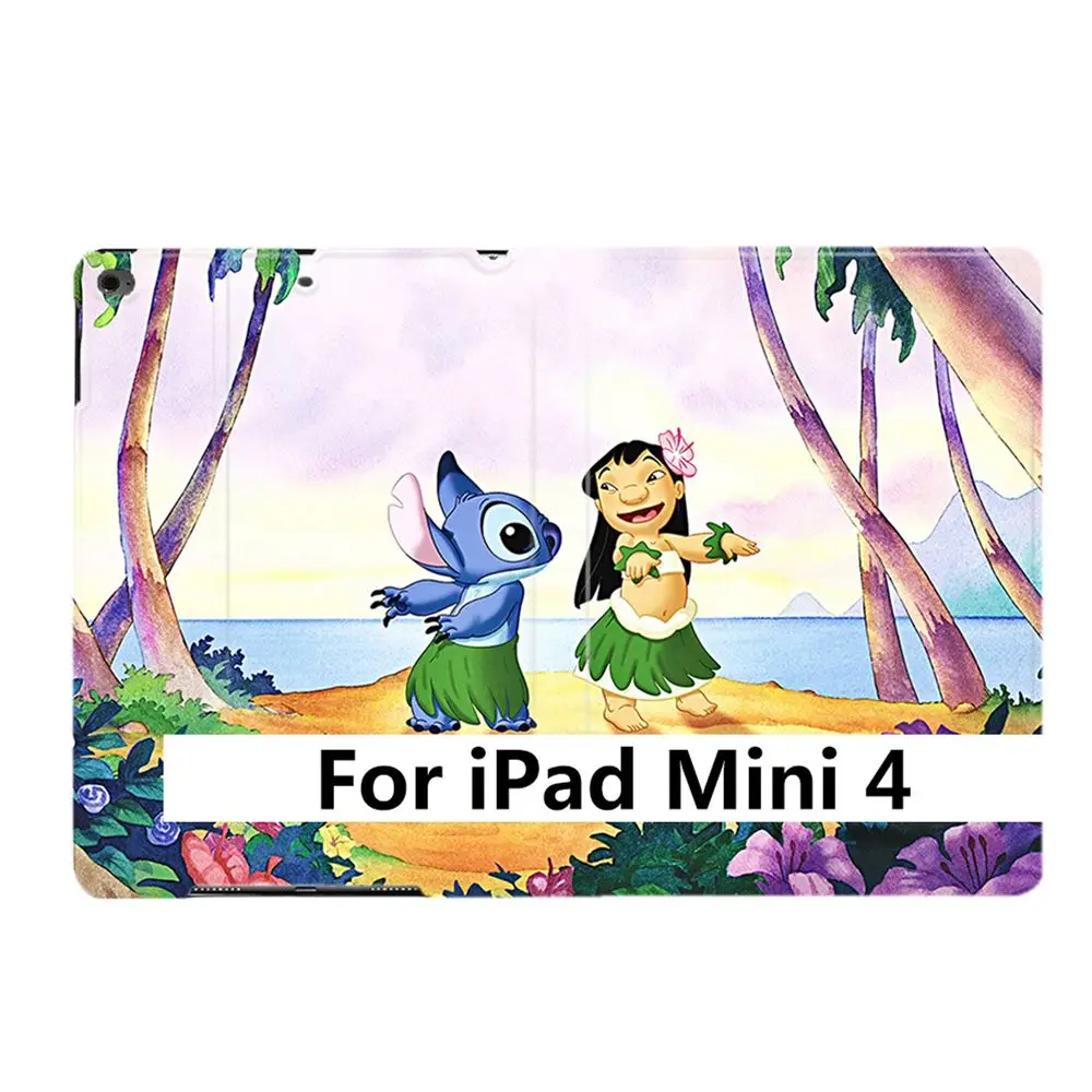 For iPad Mini 4 Умный чехол для iPad Air 2 3 6th 9," 7th 10,2" 10," MINI 45 с мультипликационным принтом Лило и Ститч Гавайский самба танец из искусственной кожи - Цвет: For iPad Mini 4