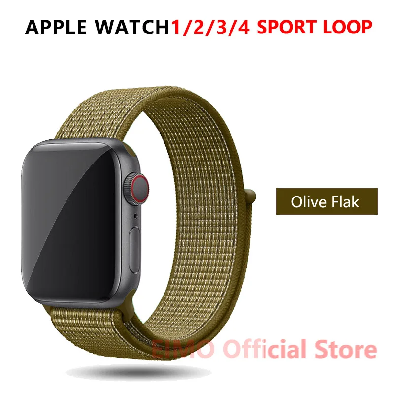 Olive Flak EIMO ремешок для Apple Watch ремешок 44 мм 40 мм Apple Watch 4 5 3 2 1 iwatch ремешок 42 мм 38 мм Спортивная петля нейлоновая петля браслет ремешок для часов - Цвет ремешка: Olive Flak