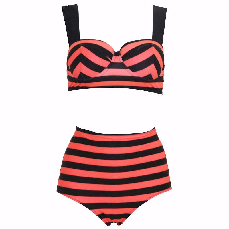 Женский купальник с высокой талией SAMEGAME винтажный купальник-бикини в красную