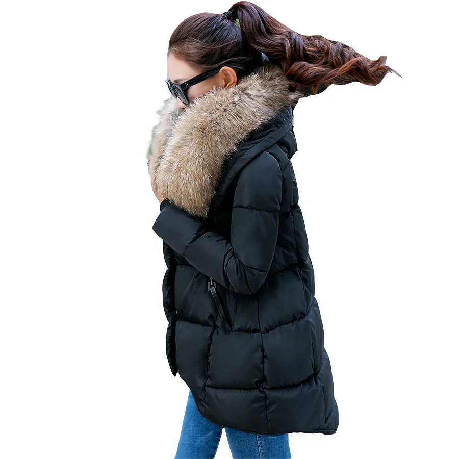 пуховик зимний женский Новый плюс размер 2XL 5 цвет хлопка пальто черный красный