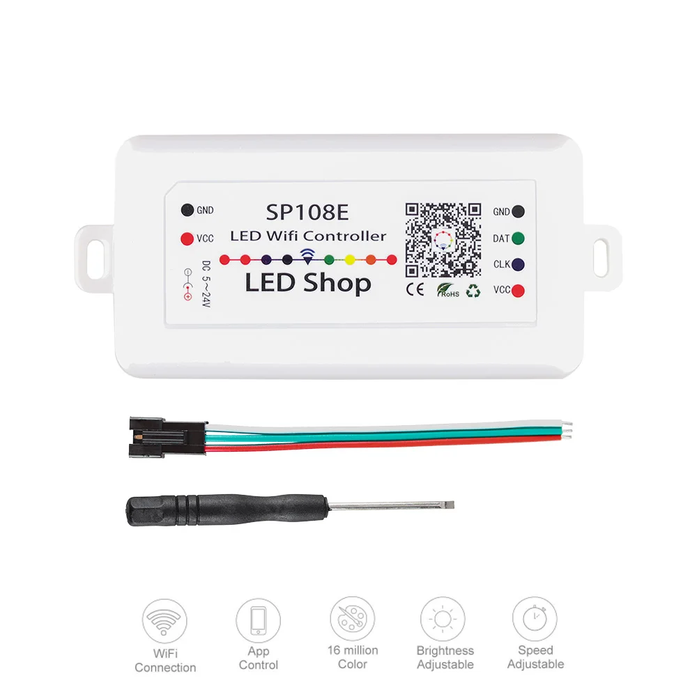 DC5-24V SP108E LED SPI Wifi Pixel IC контроллер с помощью приложения для смартфона Беспроводное