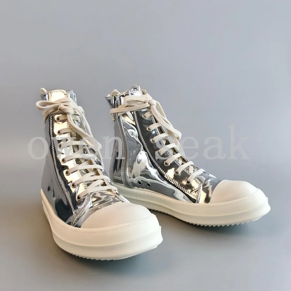 19ss Owen Seak/Мужская парусиновая обувь; высокие ботильоны на шнуровке; роскошные кроссовки; ботинки; Повседневная Брендовая обувь на плоской подошве на молнии; Цвет Черный; большие размеры