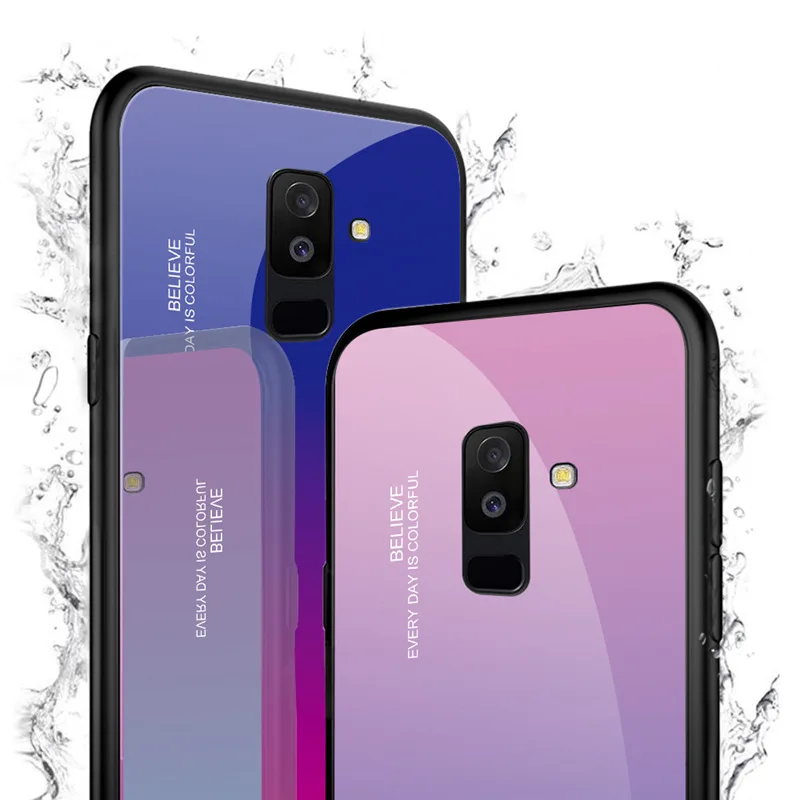 Градиентные чехлы для телефонов из закаленного стекла Samsung Galaxy J4 J6 Plus J2pro 2018 J2 core J5