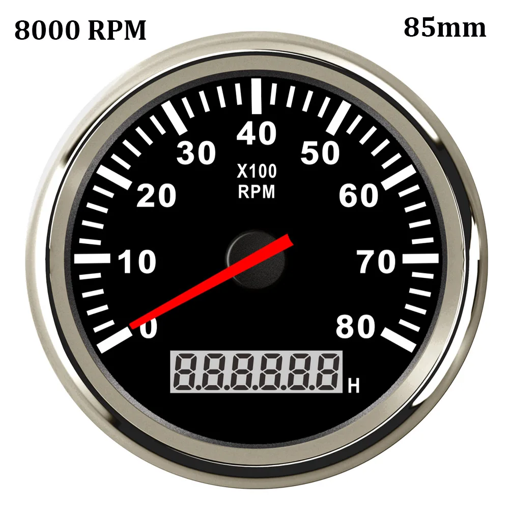 8000 rpm BS Цифровой тахометр для автомобиля, лодки, мотоцикла, дизельного бензина, двигателя, индикатор оборотов, ЖК-дисплей, счетчик часов 6000/8000 об/мин, тахометр - Цвет: 8000 rpm BS
