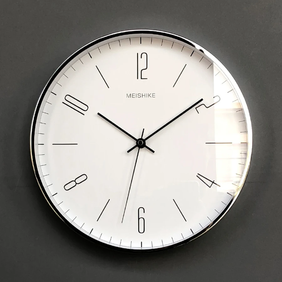 Декоративные часы простые Saatk белые винтажные бесшумные настенные современный