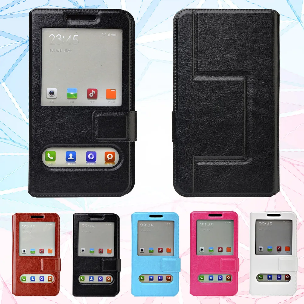 Элегантный стенд флип фолио двойной вид из окна кожаный чехол мешок для Fly IQ4515 Evo