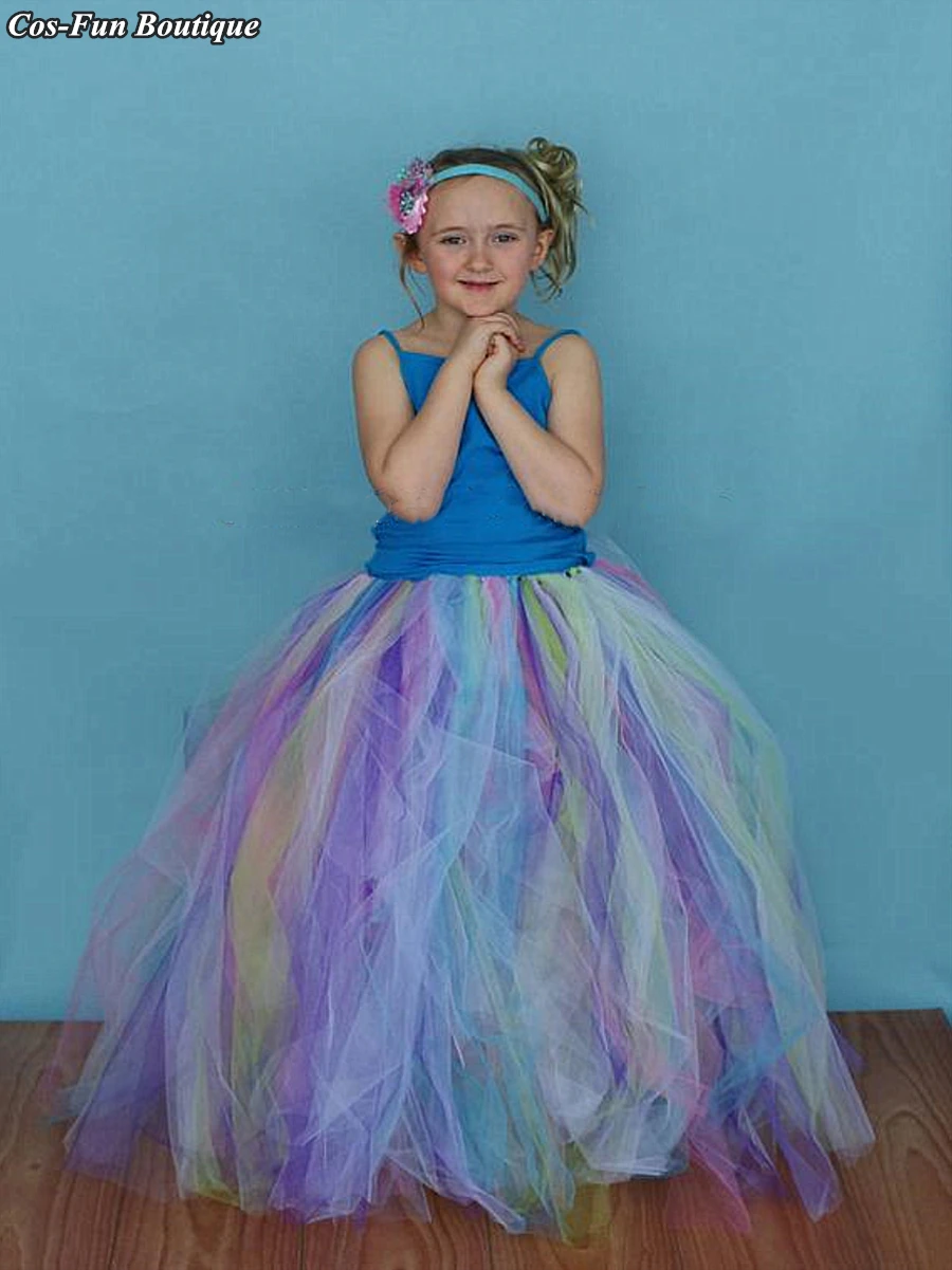 Радуга Фея длинная юбка пачка маленький Одежда для детей девочек взрослых Дамы