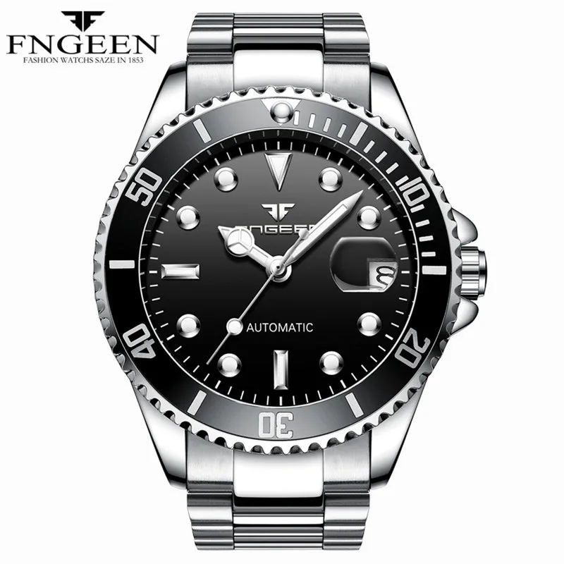 Steel Black Мужские наручные часы от известного бренда, роскошные полностью стальные механические часы с турбийоном, Мужские автоматические часы, мужские часы - Цвет: Steel Black