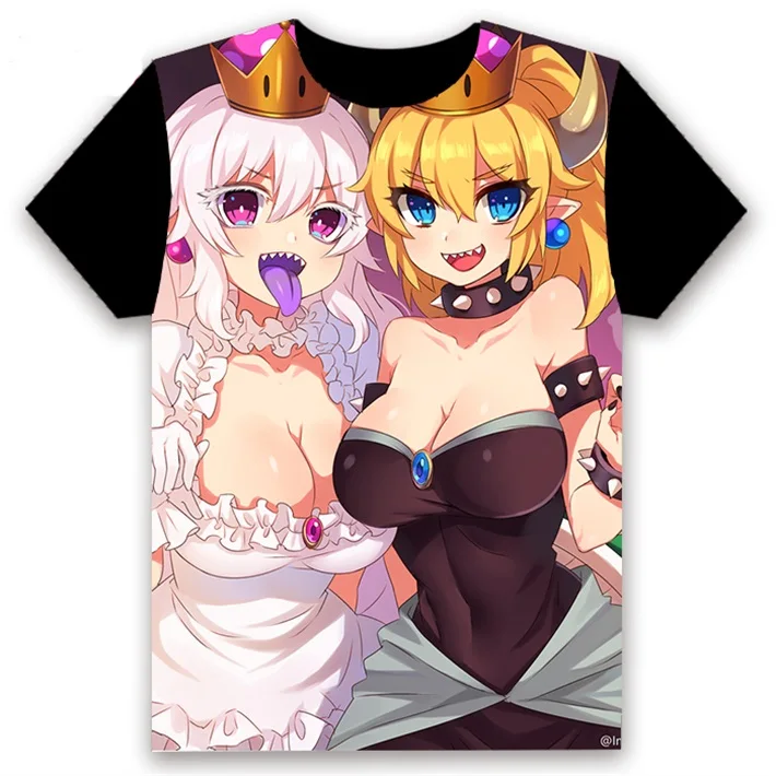 Футболка с аниме Boosette Bowsette Bowser, принцесса, принт, сексуальный, косплей, короткий рукав, унисекс, черная футболка, топы, Повседневная летняя одежда - Цвет: 14